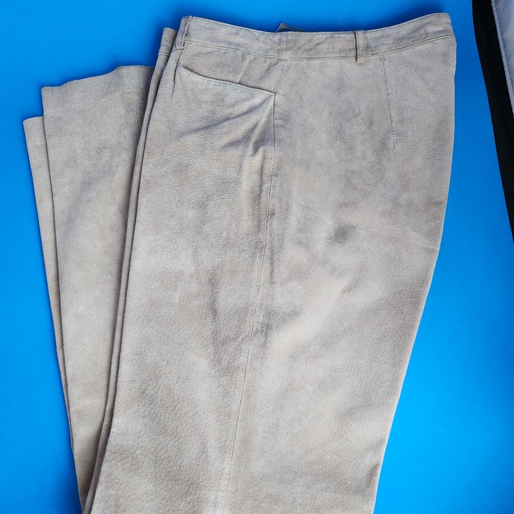 C’EST CITY BEIGE 100% SUEDE JEANS WOMEN’S 8
